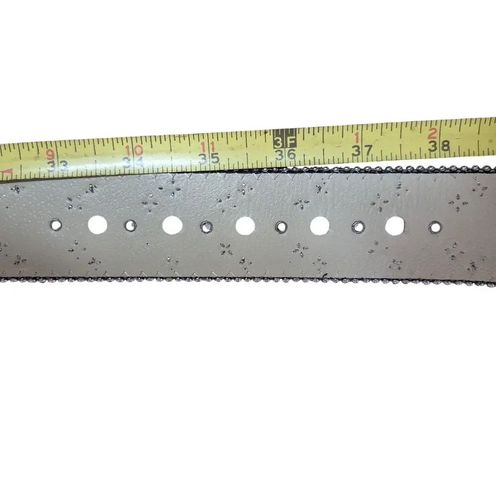 Guess Black Rhinestone Studded Beads Bling Faux Patent Leather Belt 34 - 38